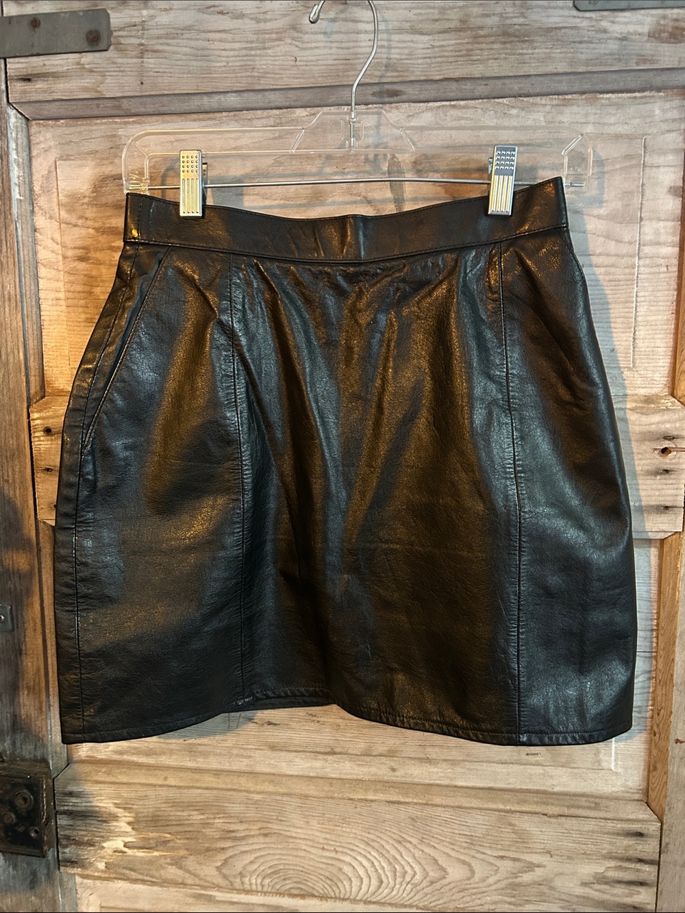 Wilson’s Vintage 80’s Black Leather A-Line Mini Skirt, S